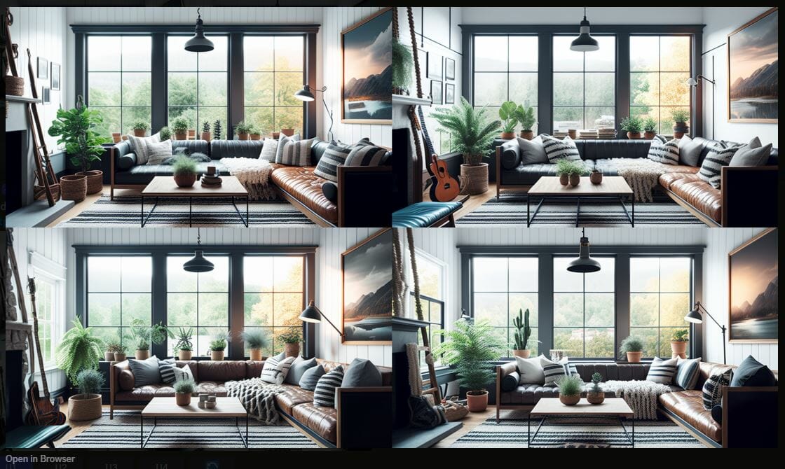 AI interior design examples on Midjourney