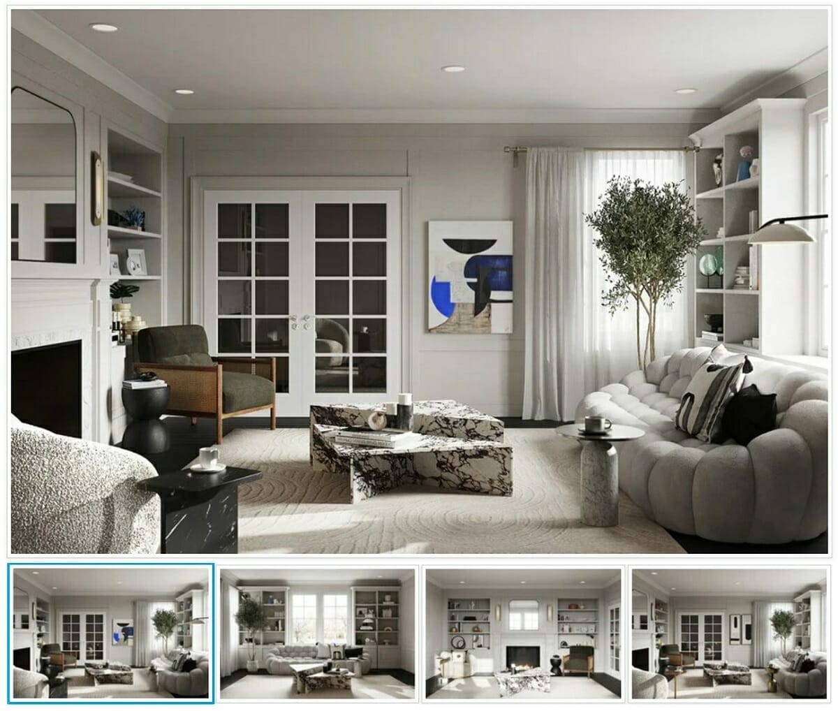 AI interior design for a living room by online interior design services
