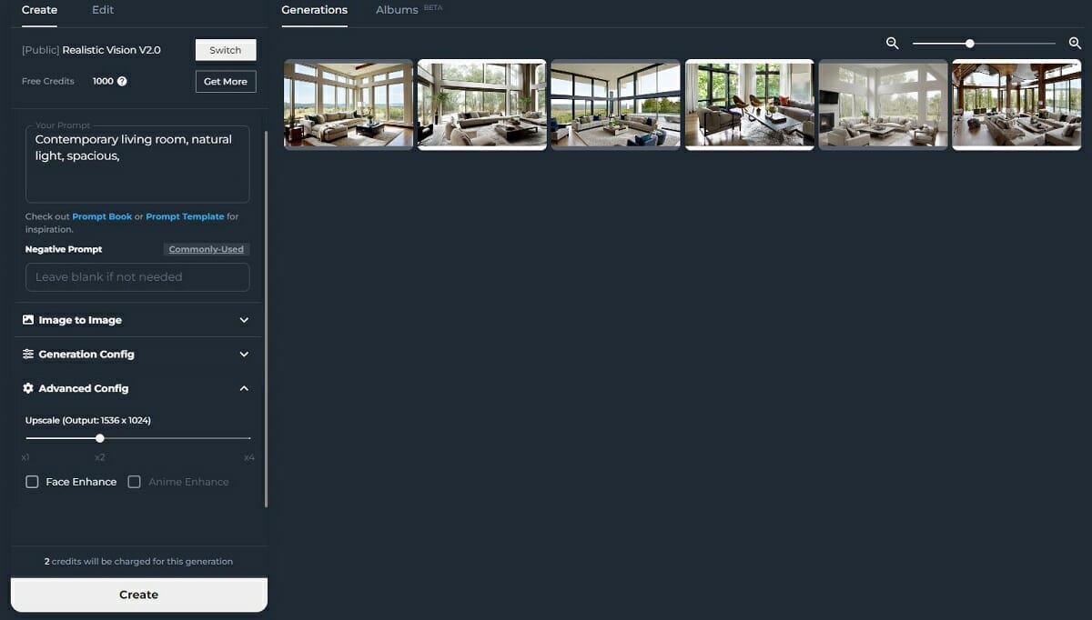AI interior design generator as an example on OpenArt