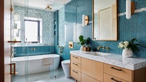 Bathroom trends 2023 with organic marble