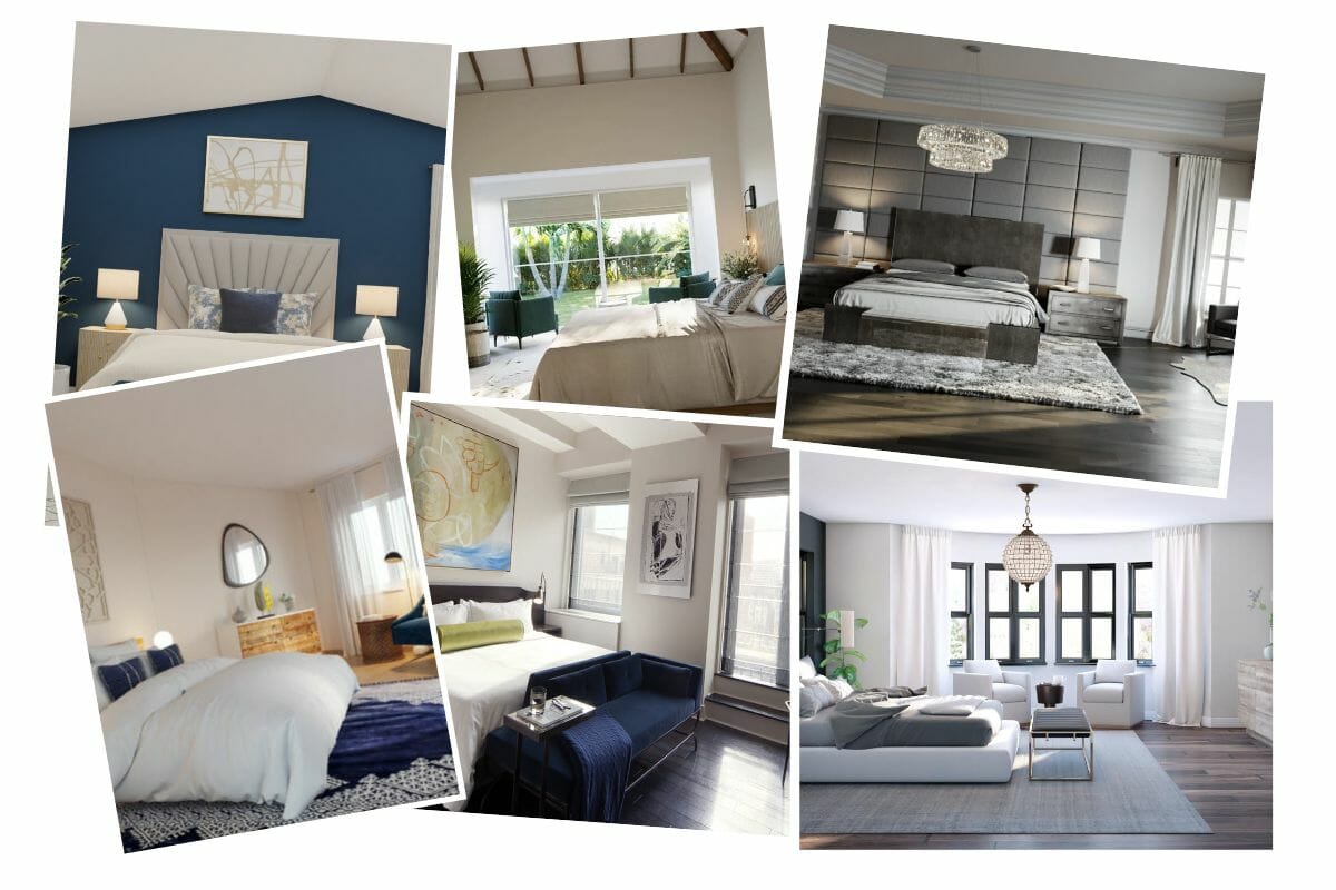 Bedroom with blue accents inspiration board