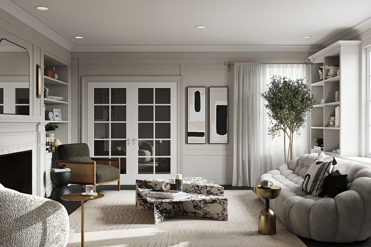 Contemporary lounge by virtual home decorator Marine Hovsepyan