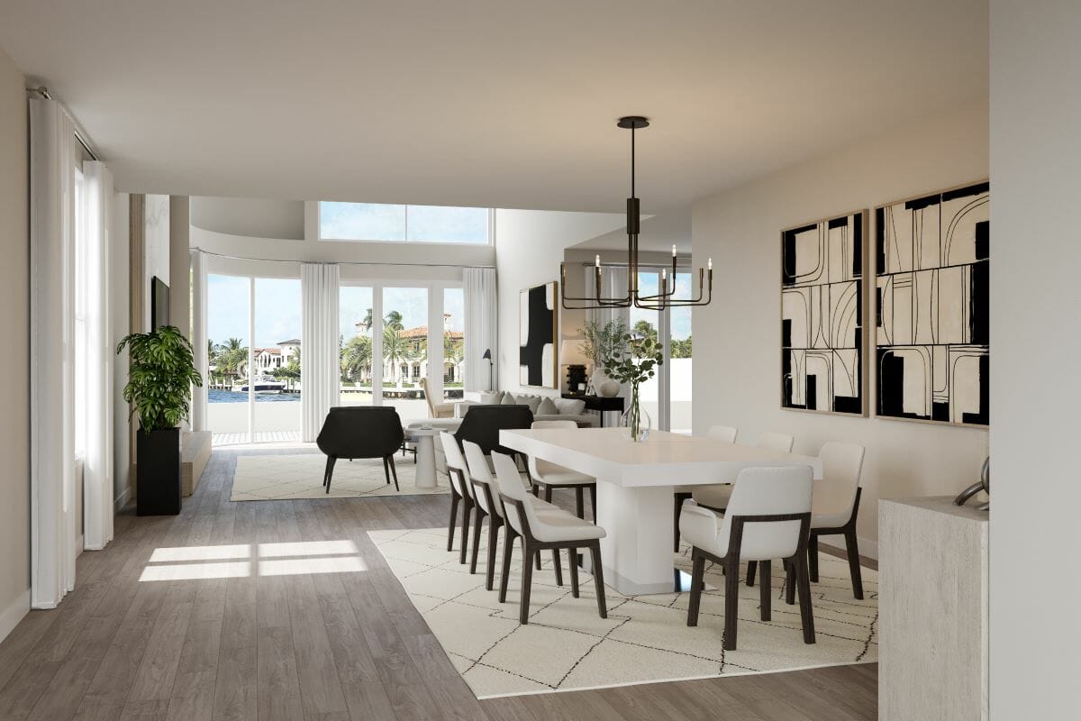 Contemporary minimalist dining room design by Decorilla