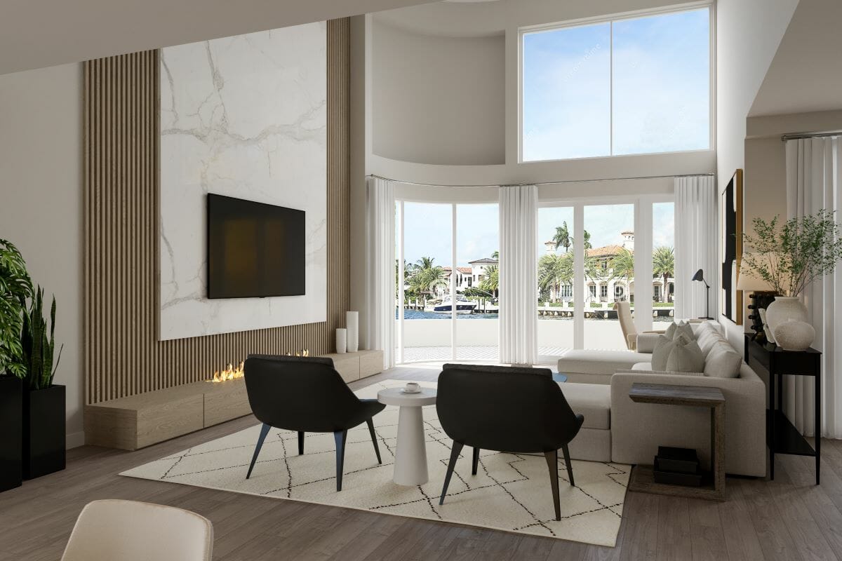 Contemporary minimalist living room design by Decorilla