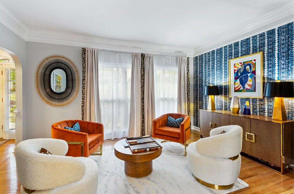Conversational living room by online interior designer Sierra G