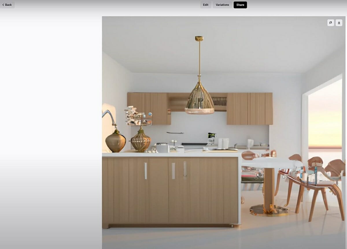 Dall-E 2's interior design AI app interface