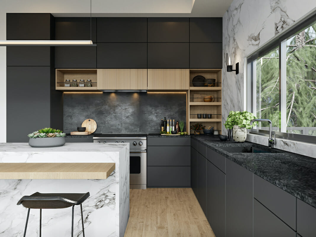Dark kitchen cabinet ideas by Decorilla designer, Shasta P.