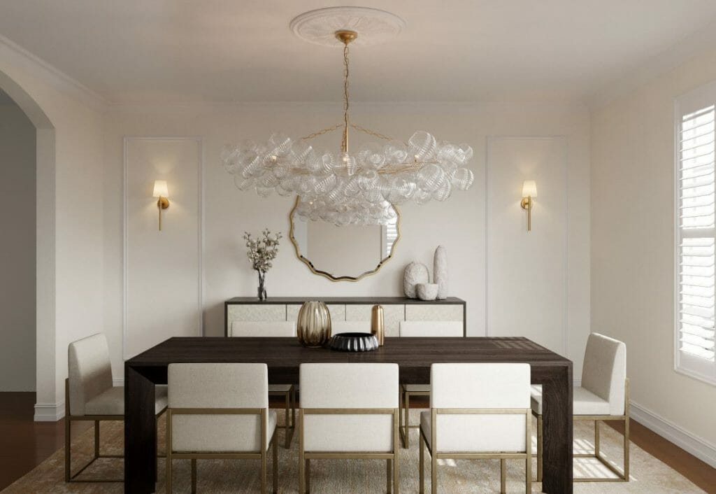 Before & After: White and Gold Living Room and Dining Room