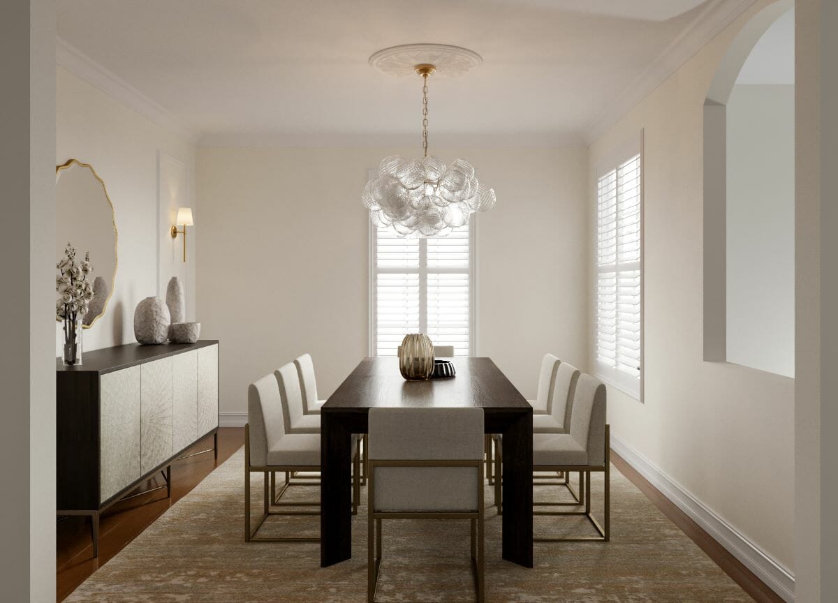 Elegant white and gold dining room ideas by Decorilla