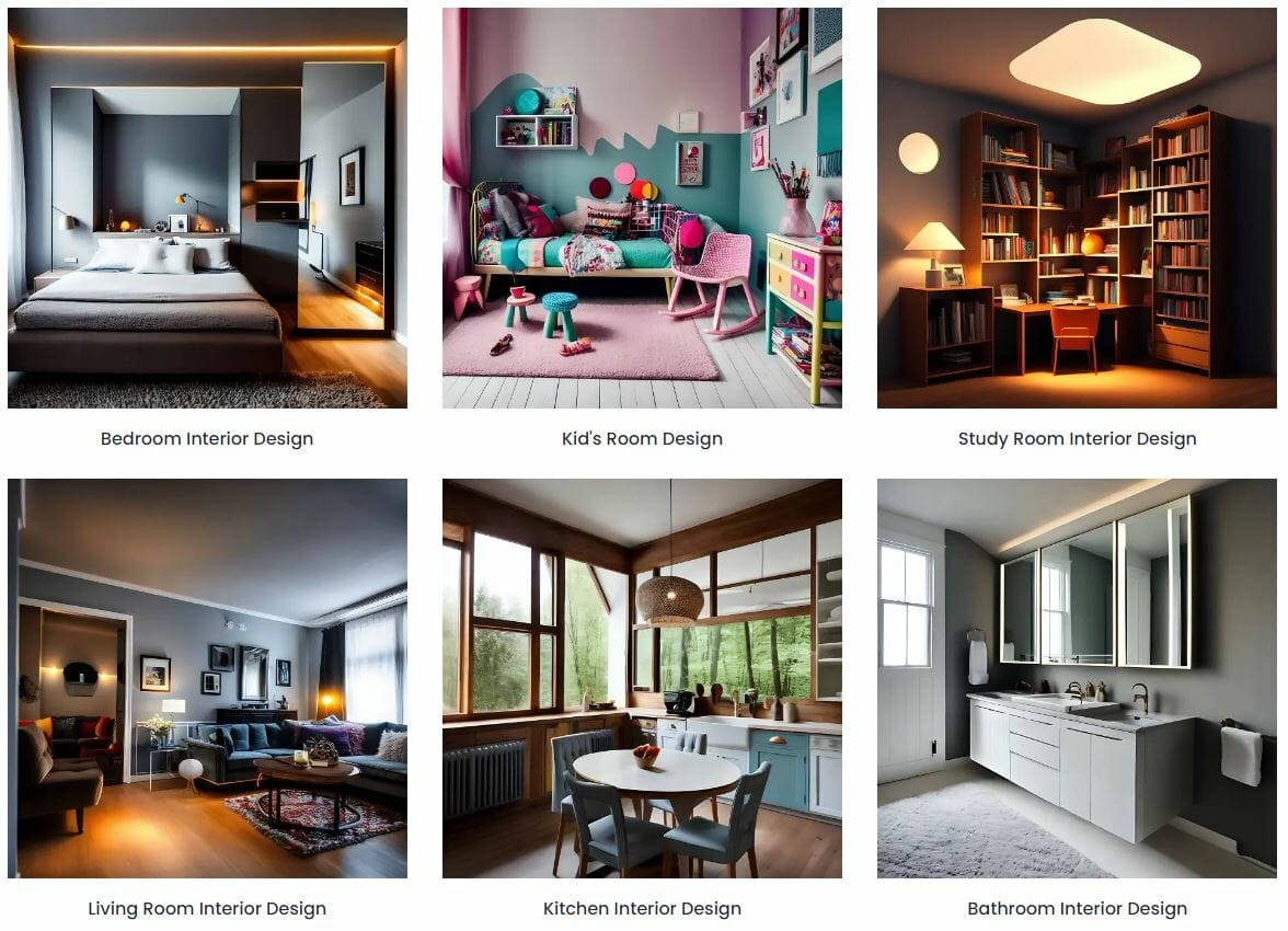 Examples of Fotor's AI for interior design