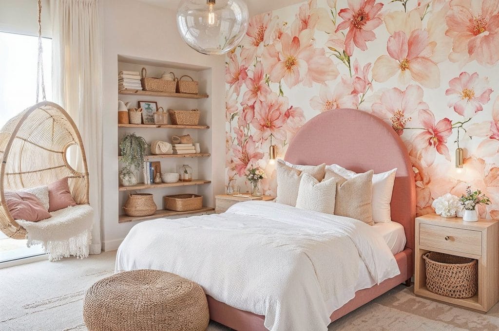 Feminine bohemian bedroom ideas by Decorilla