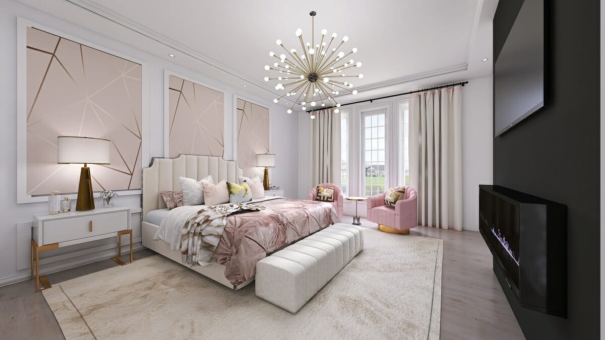 Glam pink bedroom by interior designer Sierra G