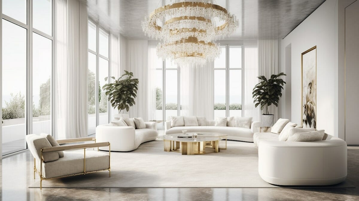 White And Gold Living Room