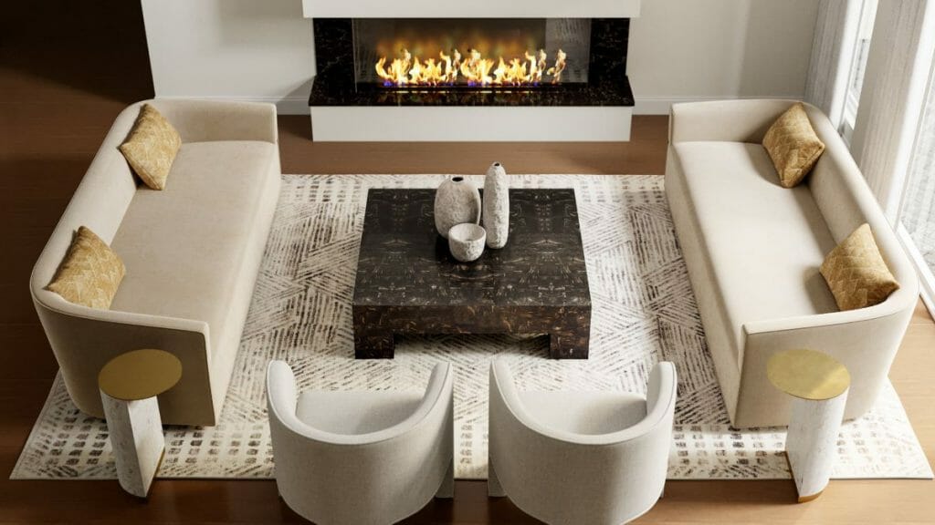 Before & After White and Gold Living Room and Dining Room Transformation Decorilla Online