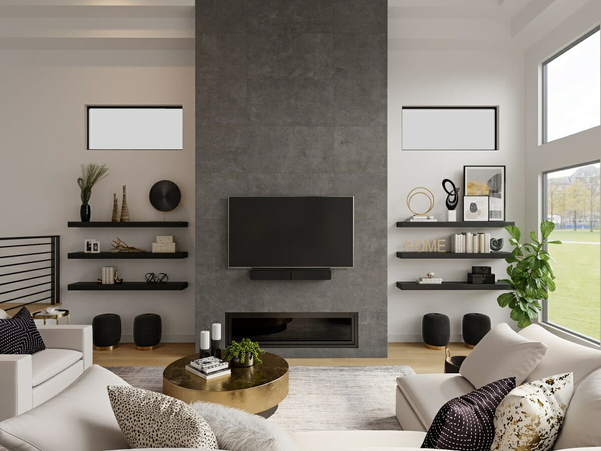 Gray and off white living room by virtual home decorator Marine Hovsepyan