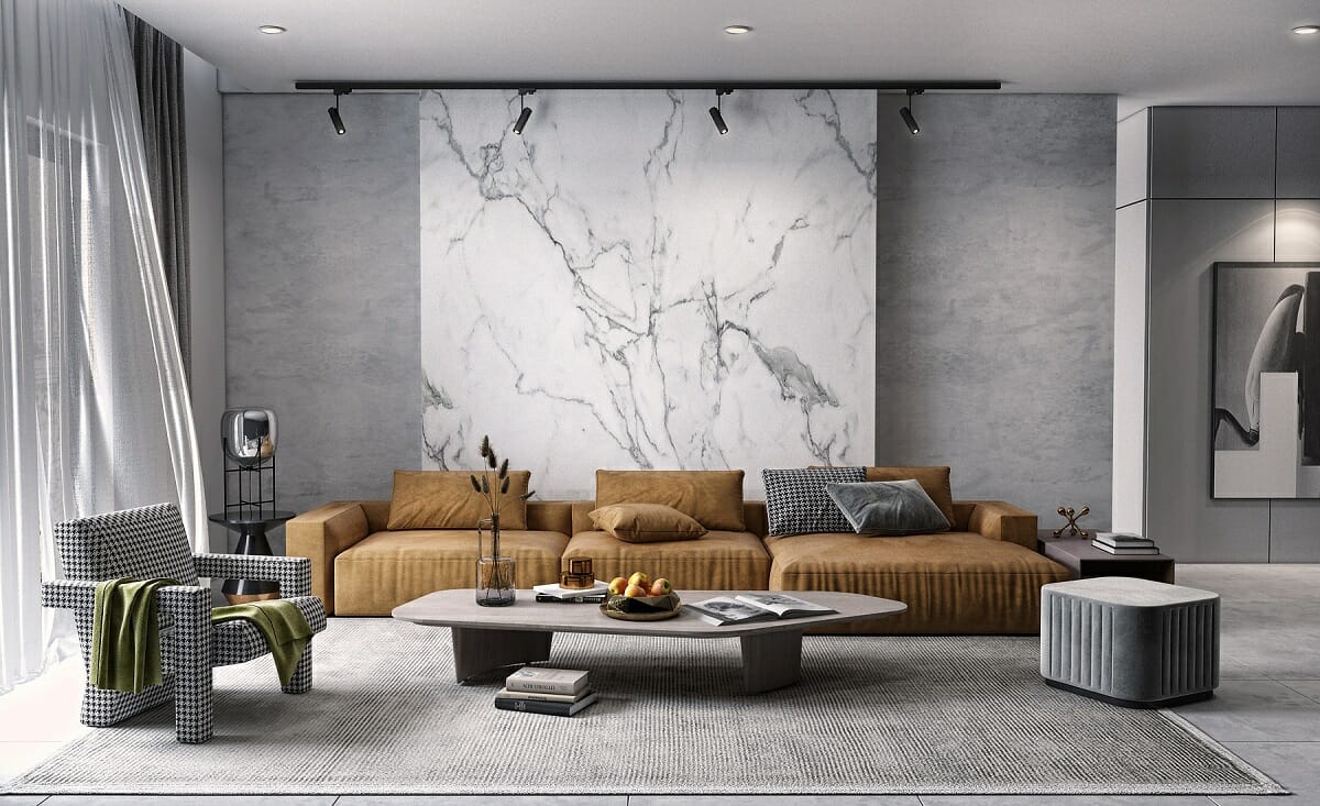 Marble accent wall design by Arlen A