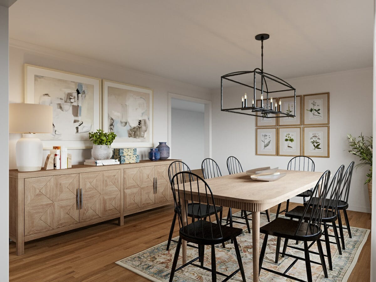 Modern farmhouse style dining room virtual interior design by Marine Hovsepyan