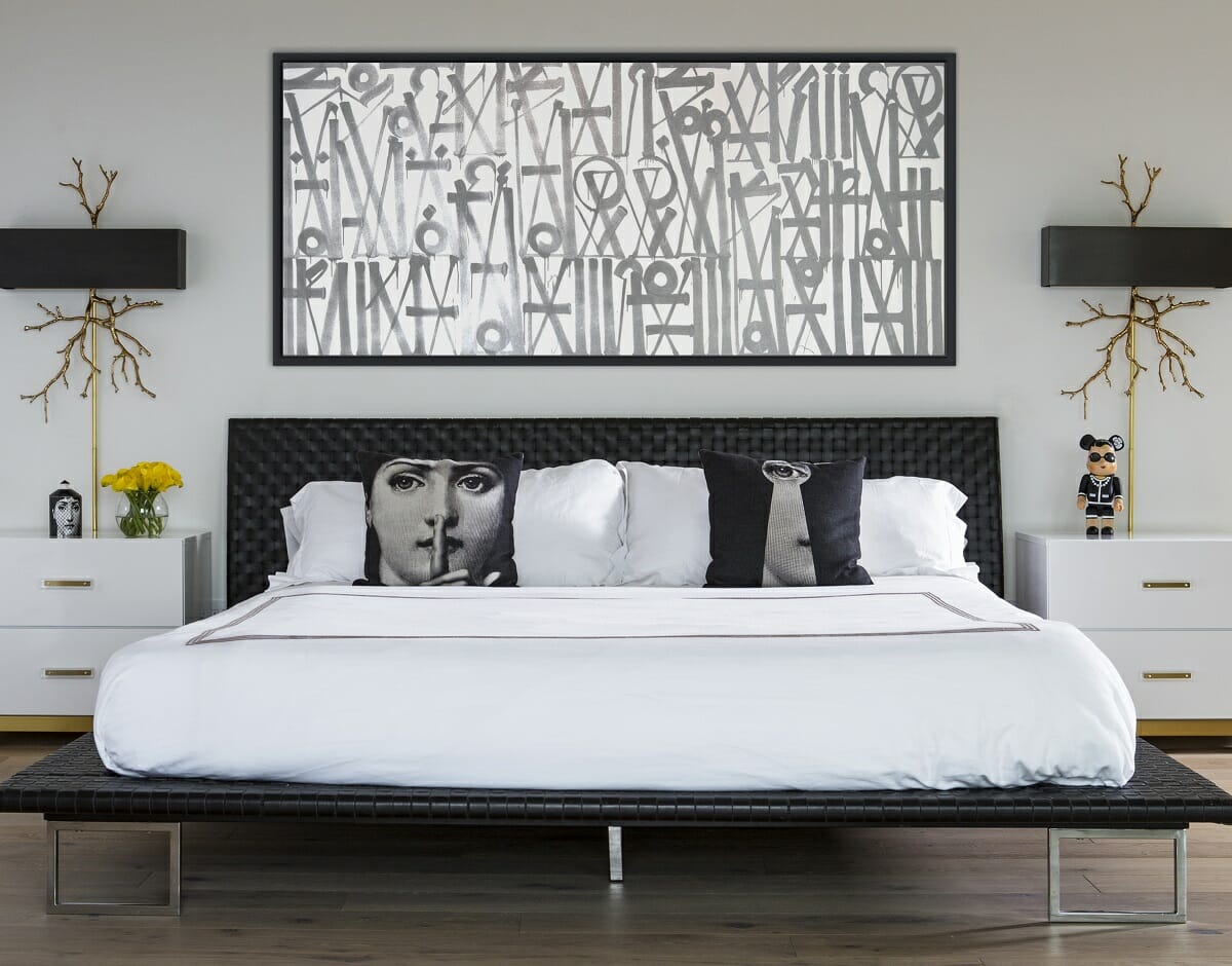 monochrome minimalist contemporary bedroom design ideas by Lori D