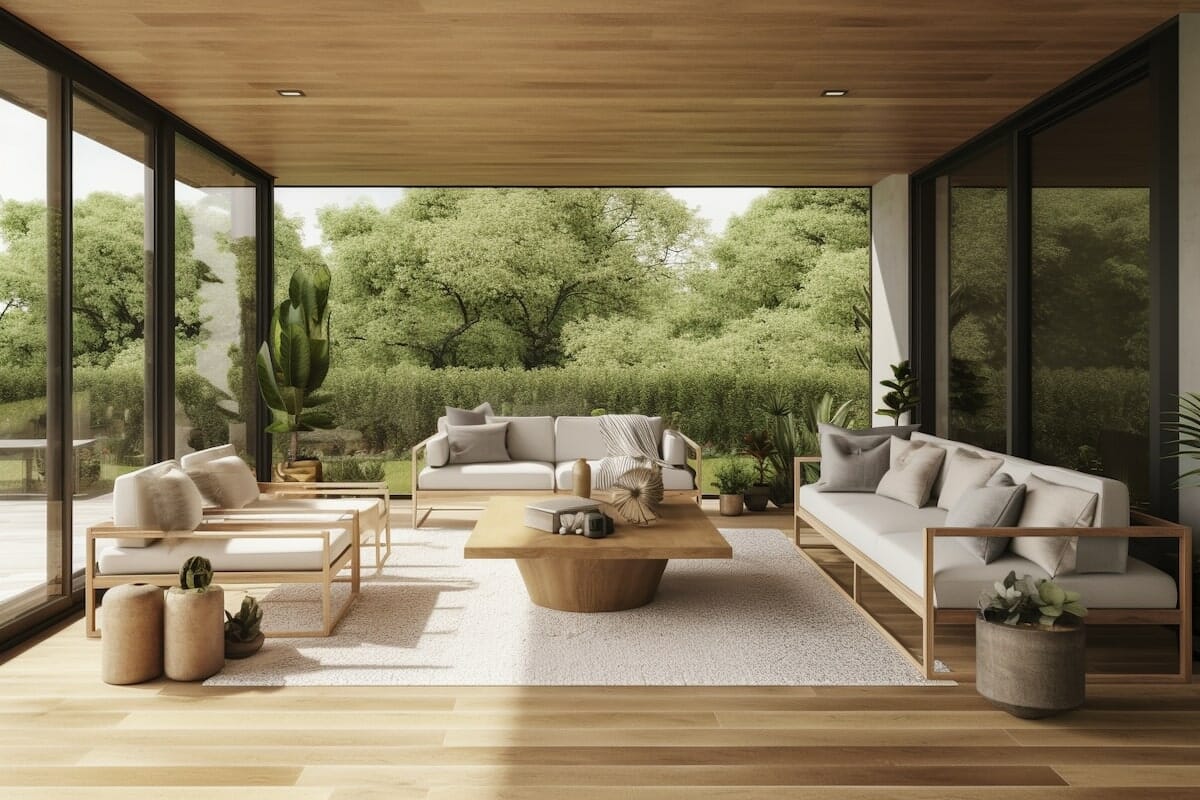organic indoor outdoor living room design