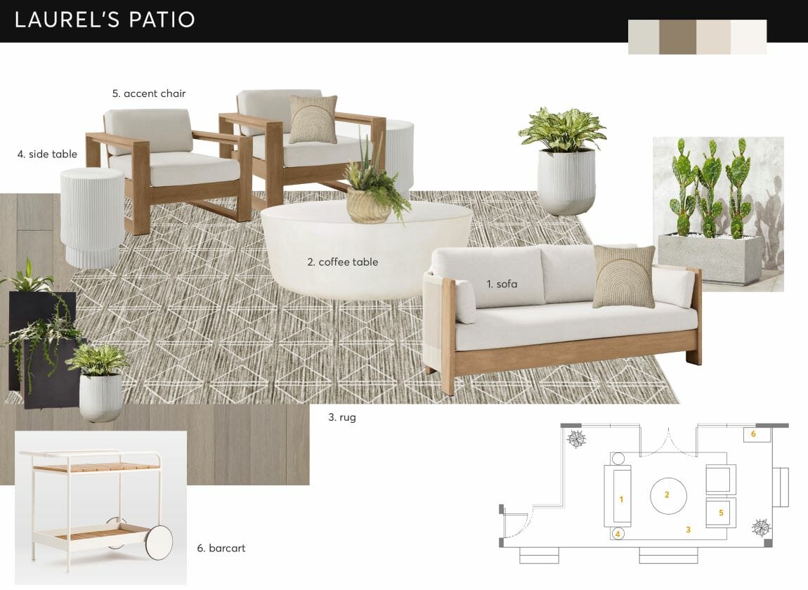 Outdoor lounge area moodboard by Decorilla