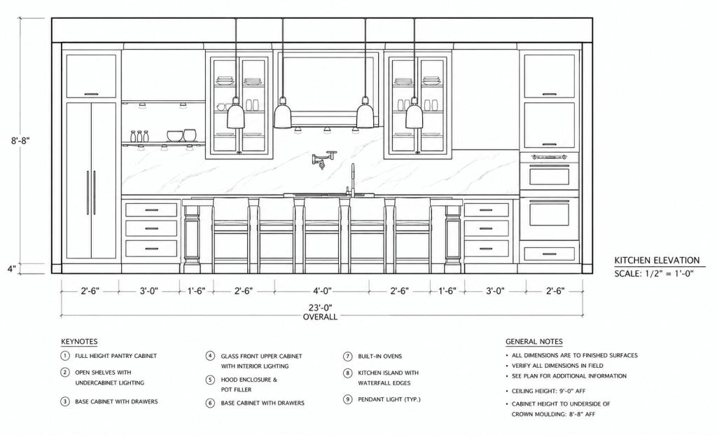 Precise kitchen elevation by Decorilla designer