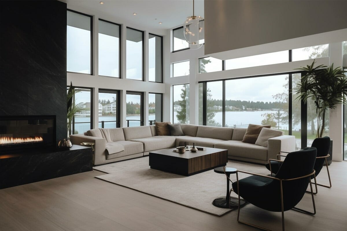 Sleek contemporary minimalist interior design living room 