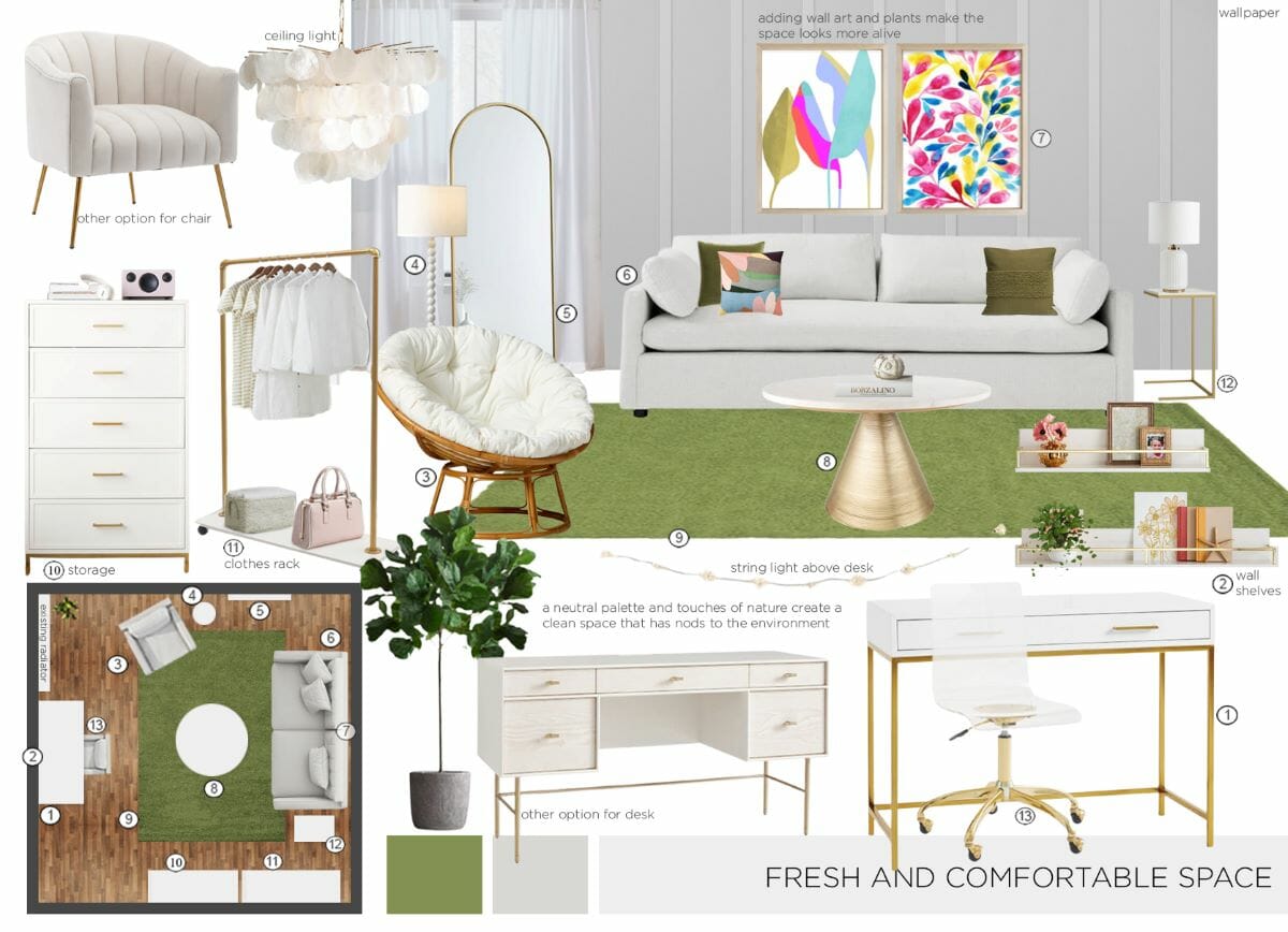 Study room design moodboard by Decorilla