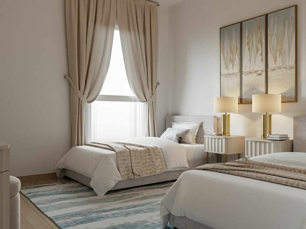 Chambre à deux lits par la décoratrice virtuelle Marine Hovsepyan