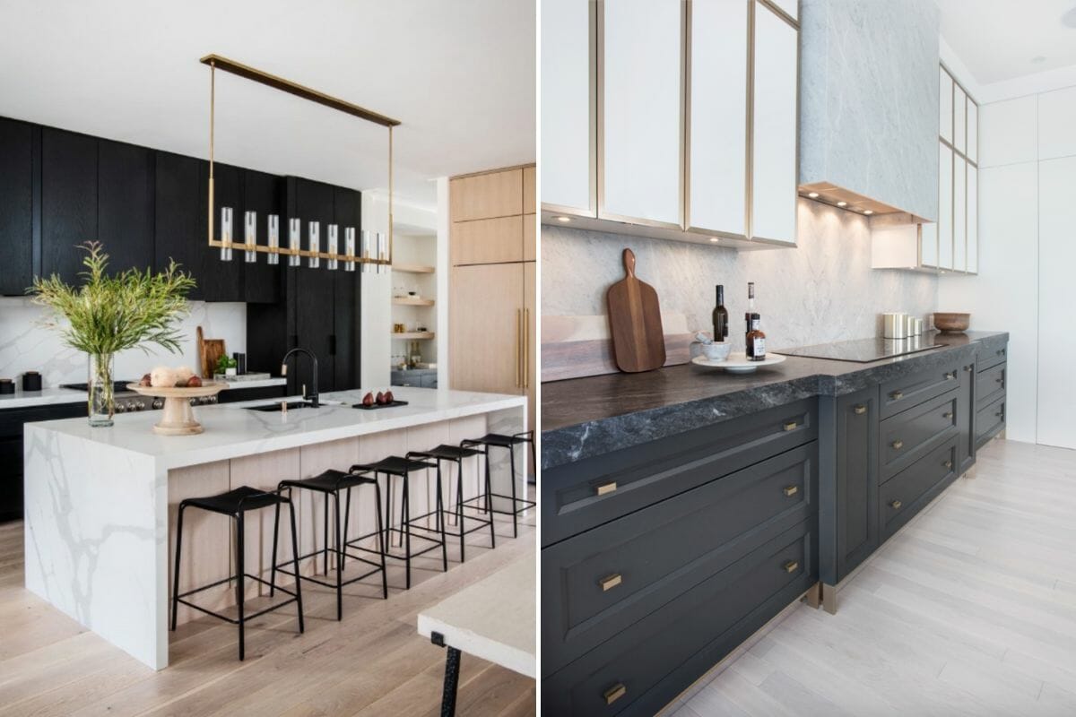 Two-tone black kitchen cabinets by Decorilla designers Maria W and Kimberly W.