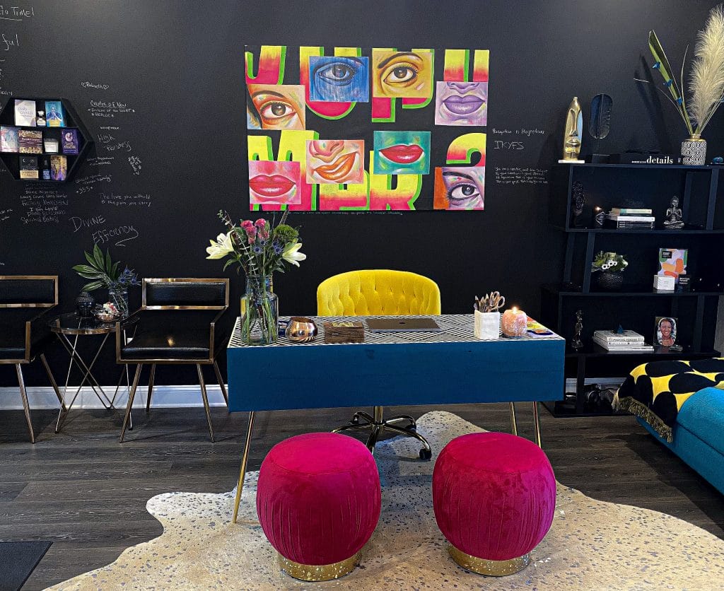 Vibrant office interior design by Decorilla designer Marve M.