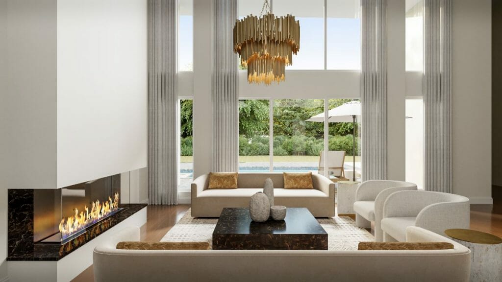 Before & After White and Gold Living Room and Dining Room Transformation Decorilla Online