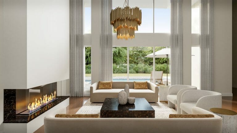 Before & After: White and Gold Living Room and Dining Room Transformation - Decorilla Online ...