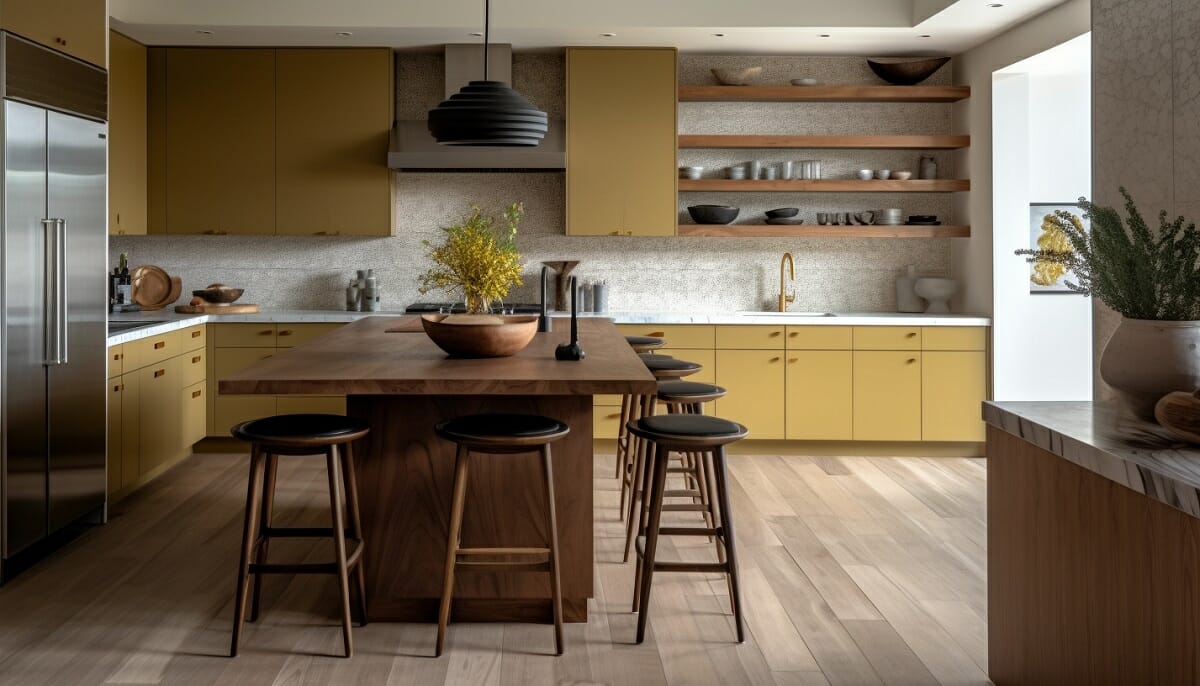 Yellow earth tone colors for a kitchen