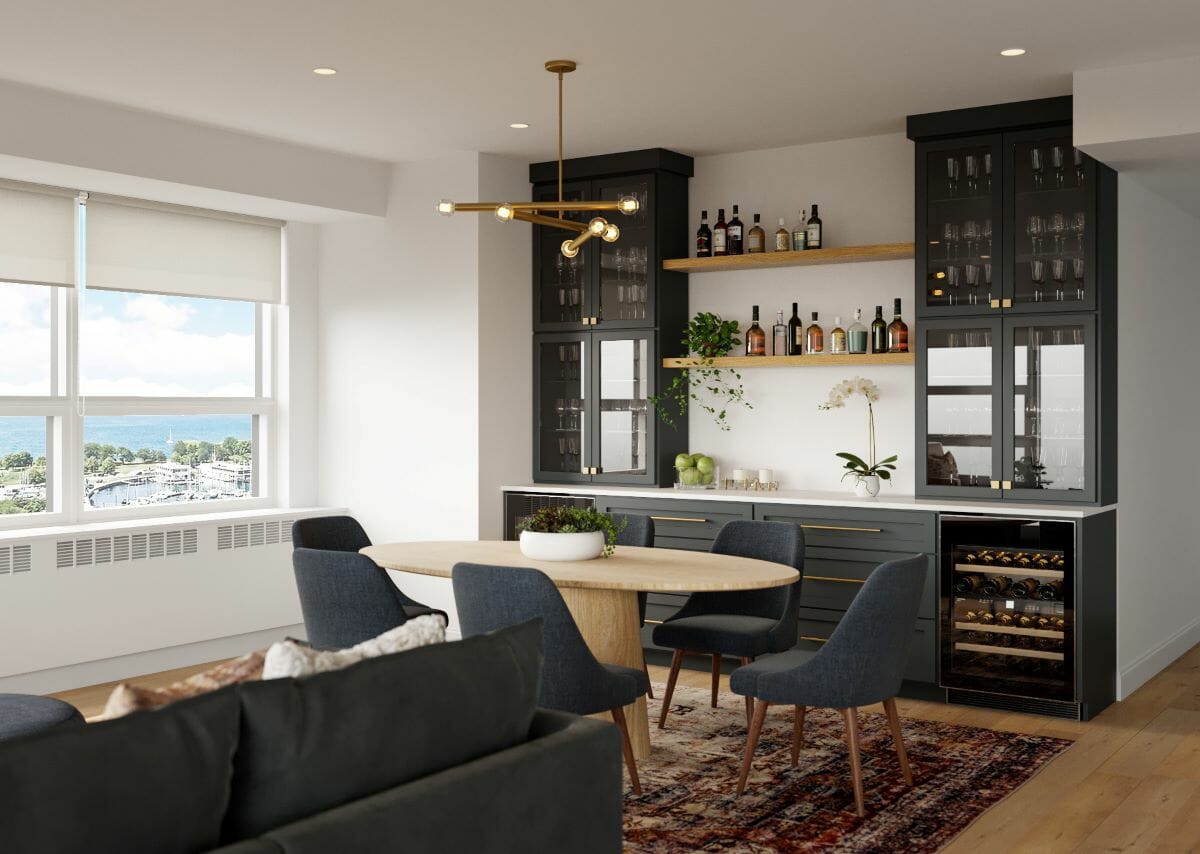 Condo living room design by Decorilla
