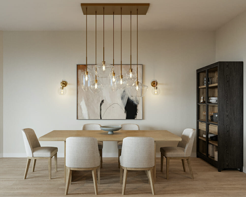 Contemporary Scandinavian dining room design by Decorilla designer, Liana S.