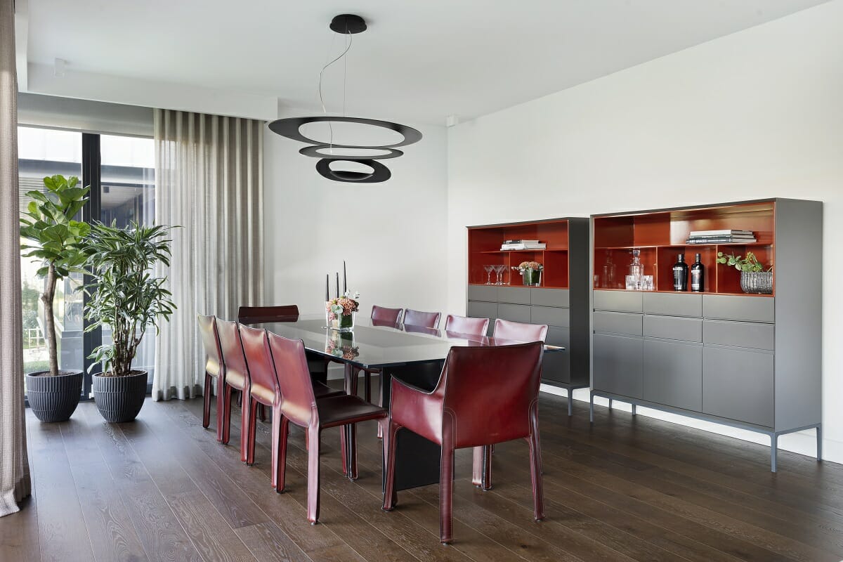 Dining room with a Bauhaus interior style
