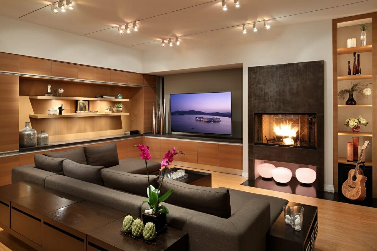 Modern decor for movie room and ideas for a basement design