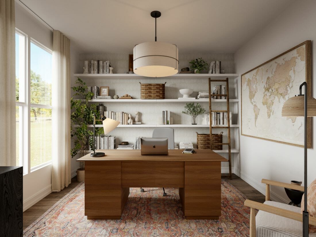 Modern farmhouse style ideas for a home office by Decorilla