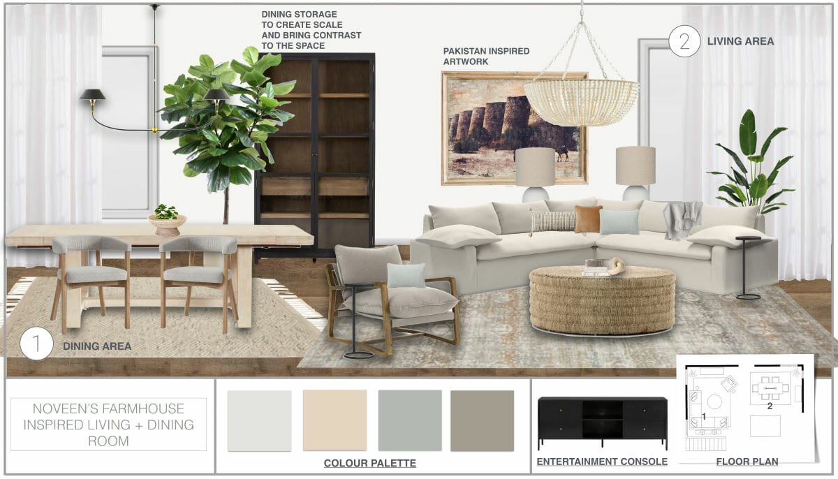 Modern farmhouse style moodboard by Decorilla