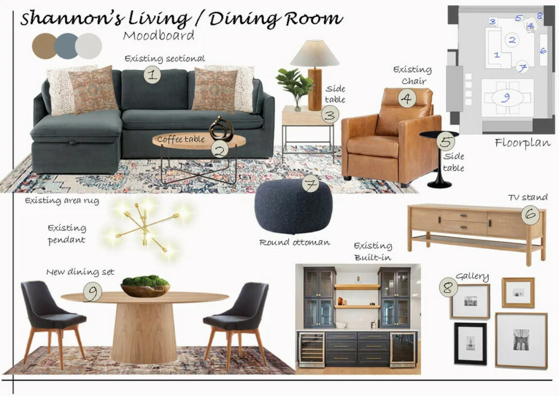 Modern small condo interior design ideas & moodboard by Decorilla