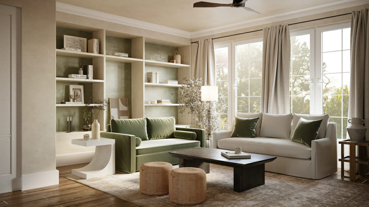 Nice living room colors for organic style by Decorilla designer, Anna Y.