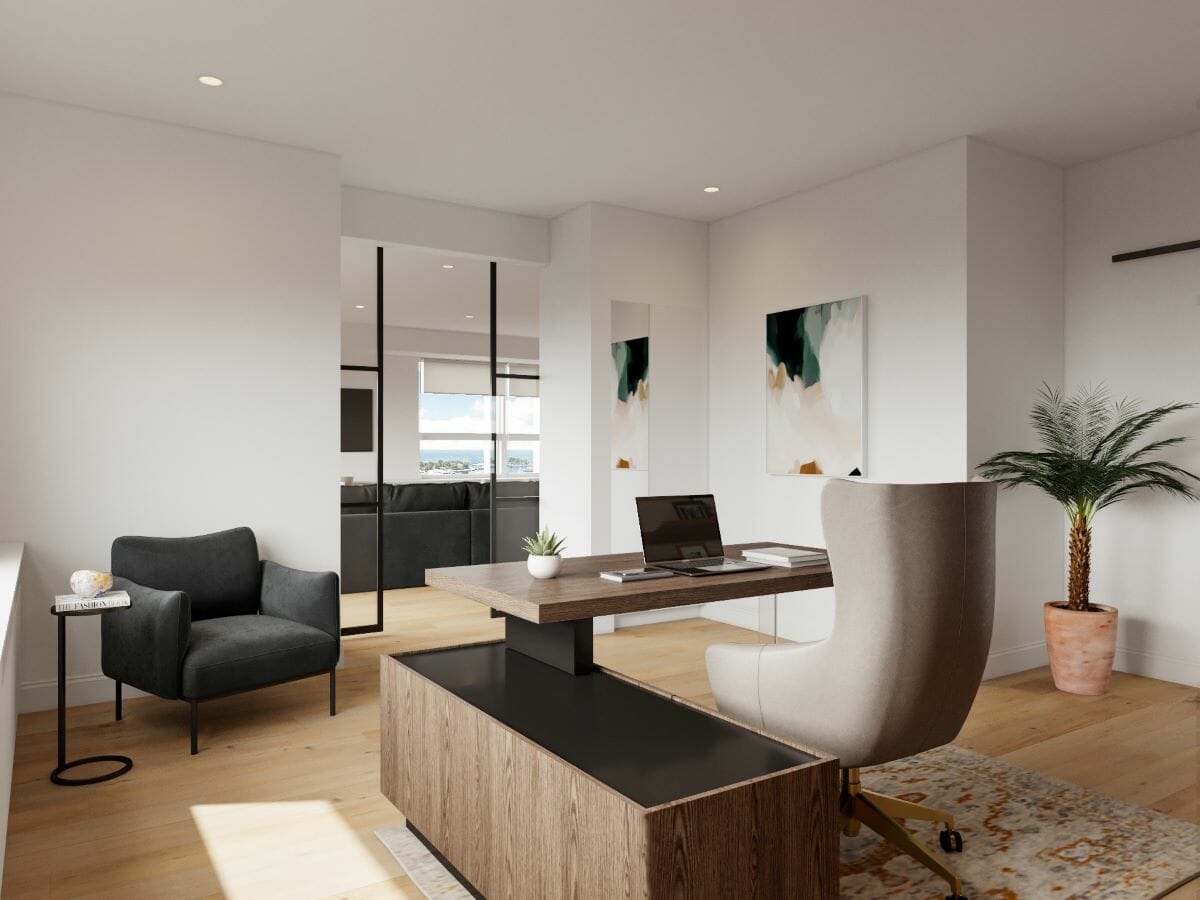Small condo home office design by Decorilla