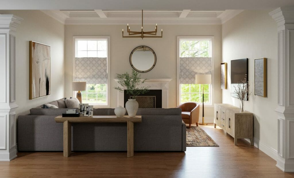 Before & After Warm Neutral Living Room & Dining Transformation