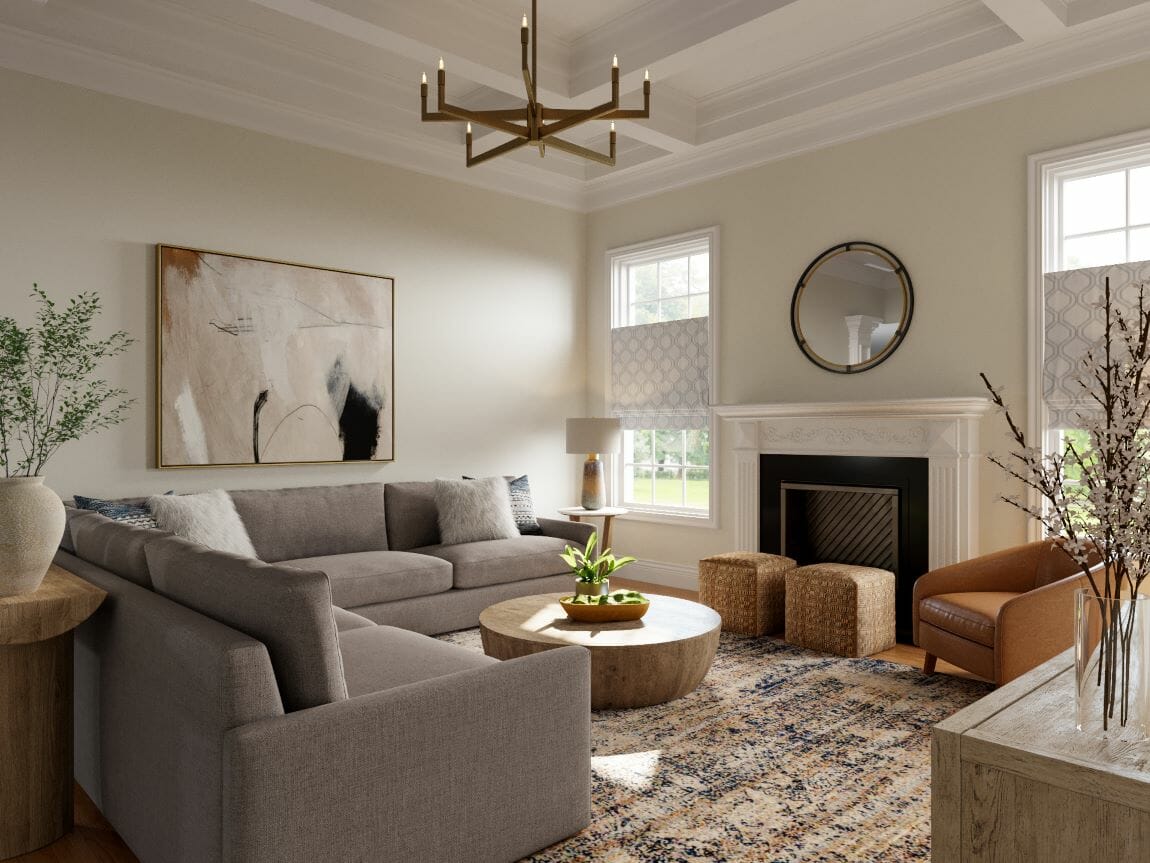 Warm neutral living room ideas by Decorilla
