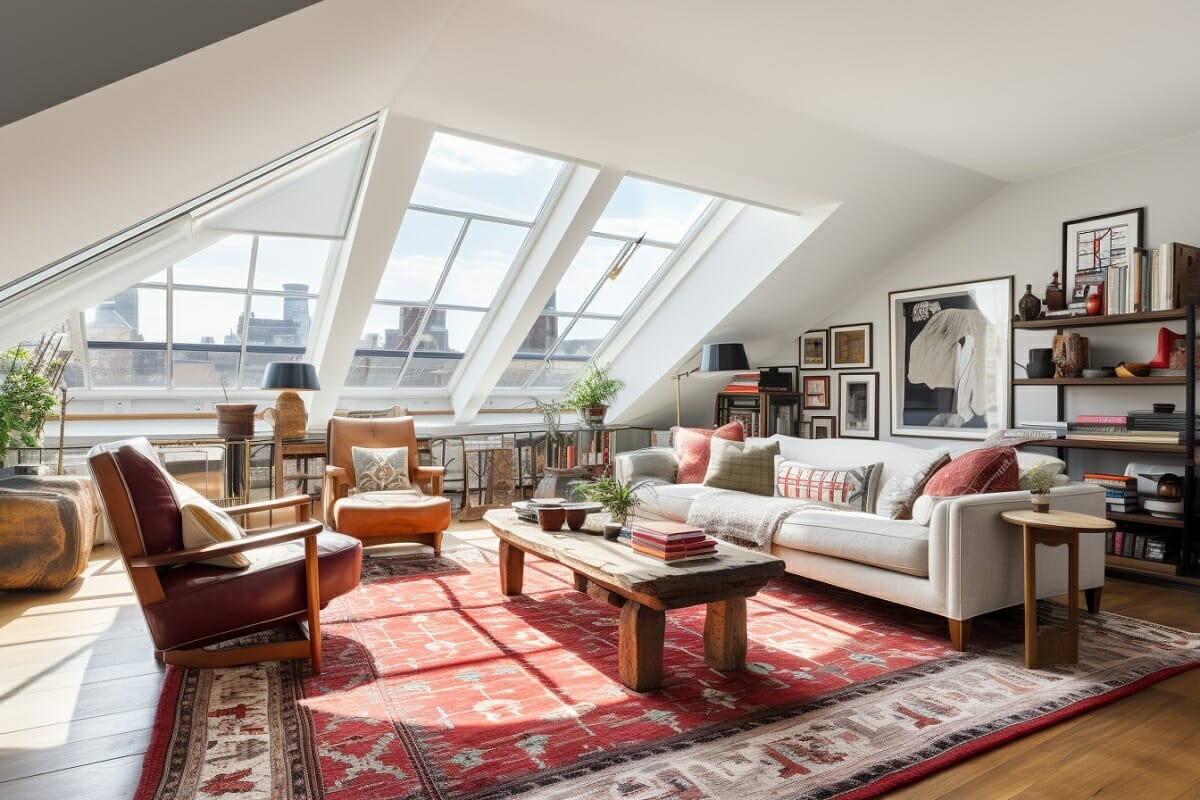 Attic ideas for a cozy living room
