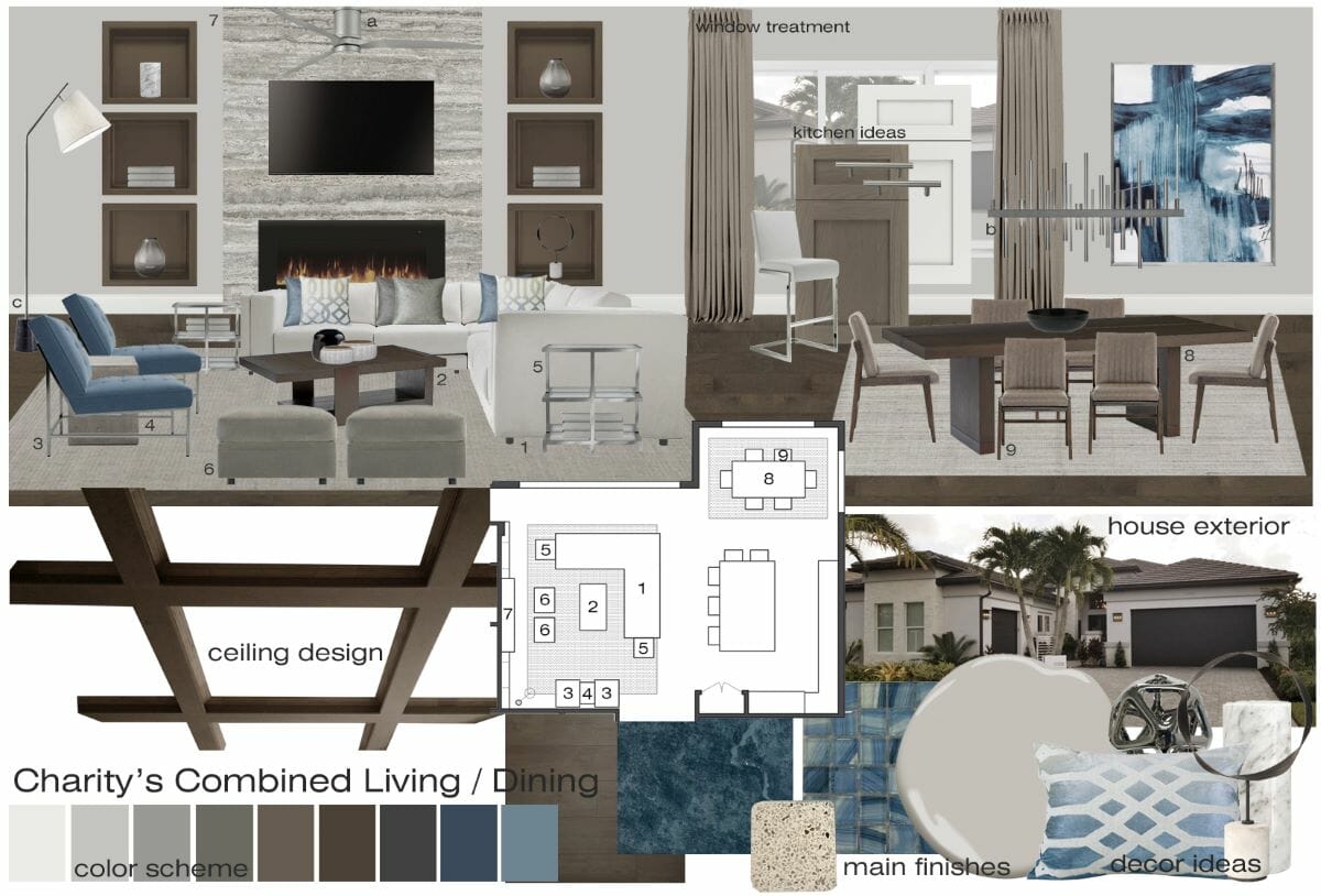 Coastal home plans & design moodboard by Decorilla
