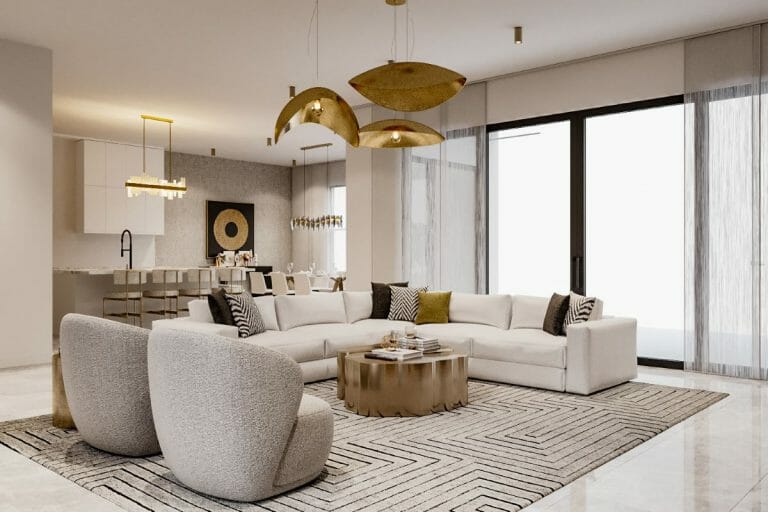 Before & After: Combined Modern Luxury Living and Dining Room