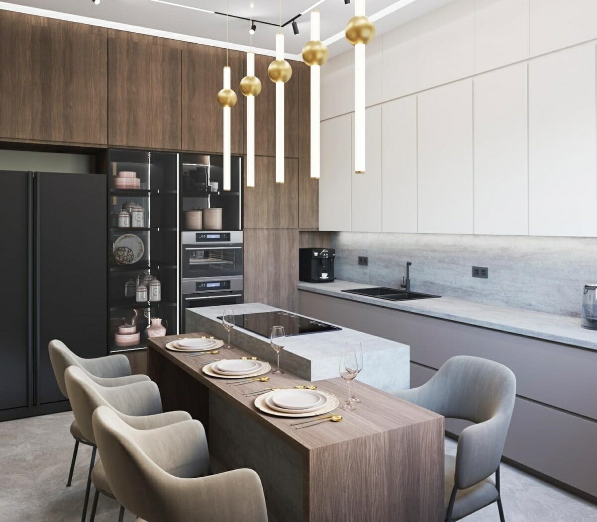 Contemporary eat in kitchen design and decor