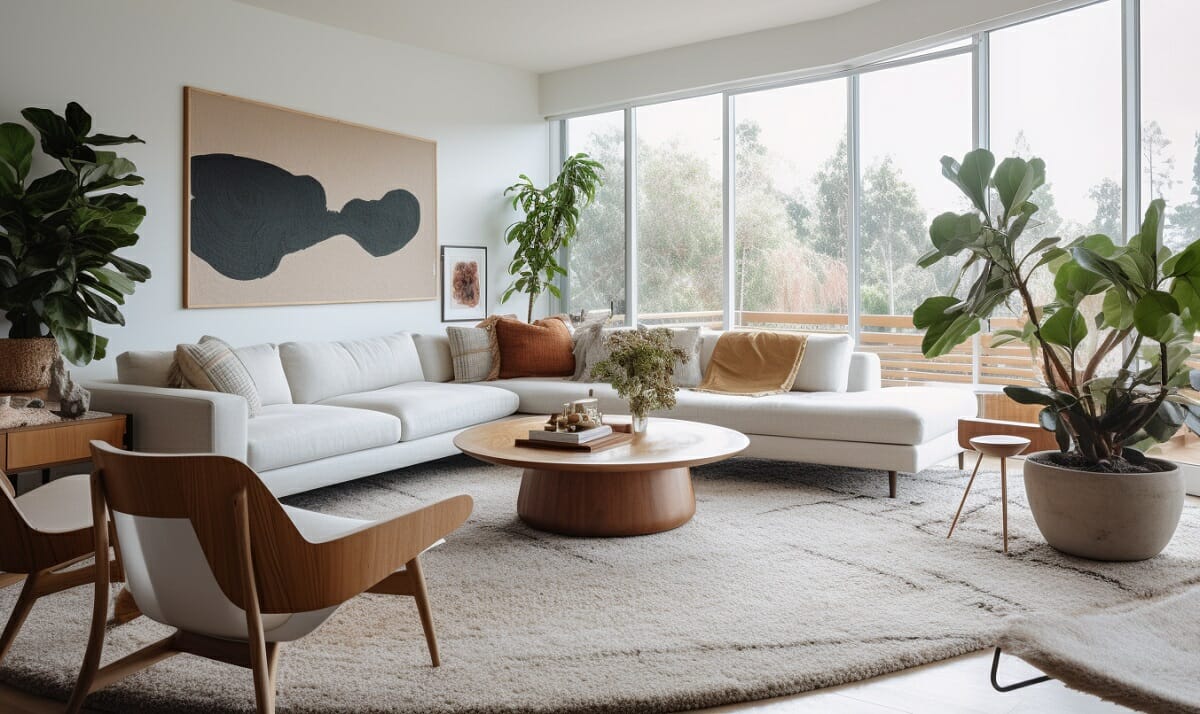 Couch vs sofa looks in a serene modern living room interior design