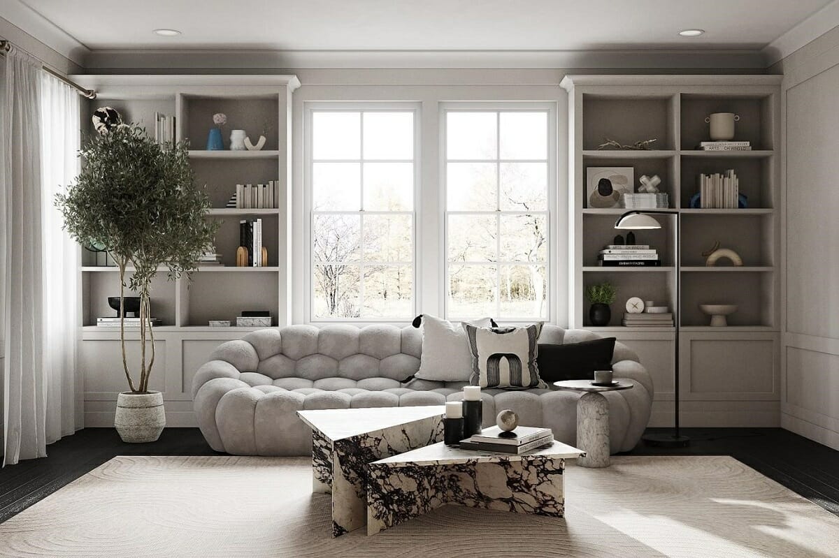 Different types of sofas in a contemporary living room